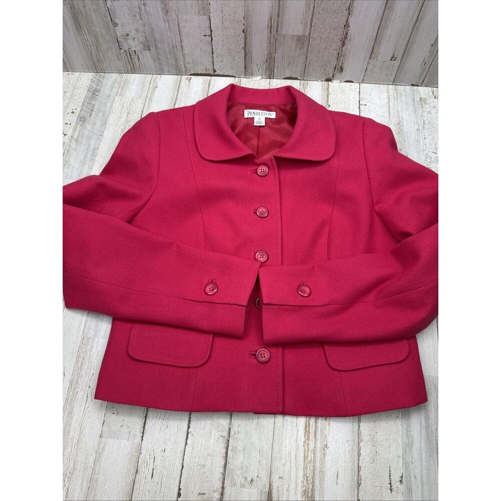 Pendleton Wool Blazer Coat Sz 12 Pink Corpcore Office Quiet Luxury Vintage - Picture 12 of 13